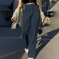 thumbnail image 2 of ManxiVoo Women's High Waist Wide Leg Corduroy Overalls Relaxed Fit Straight Leg Casual Flare Pants with Rivet Details XL Size Navy, 2 of 5