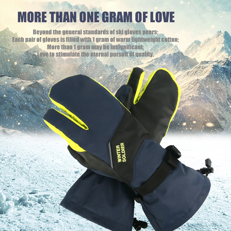 Keep Warm Gloves Three Fingers Touch Screen Ski Gloves Male Lady Windproof Winter Keep Warm Gloves Ski Gloves Waterproof Ski Cycling Gloves.