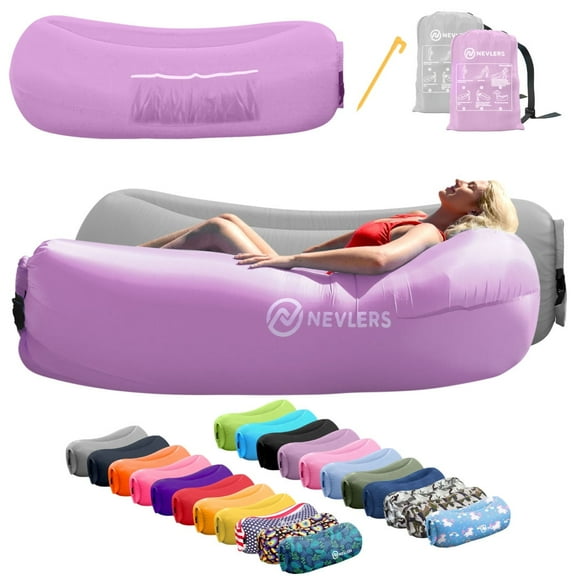Nevlers Lavender & Gray Inflatable Lounger (2 pack) with Travel Bag and Pockets
