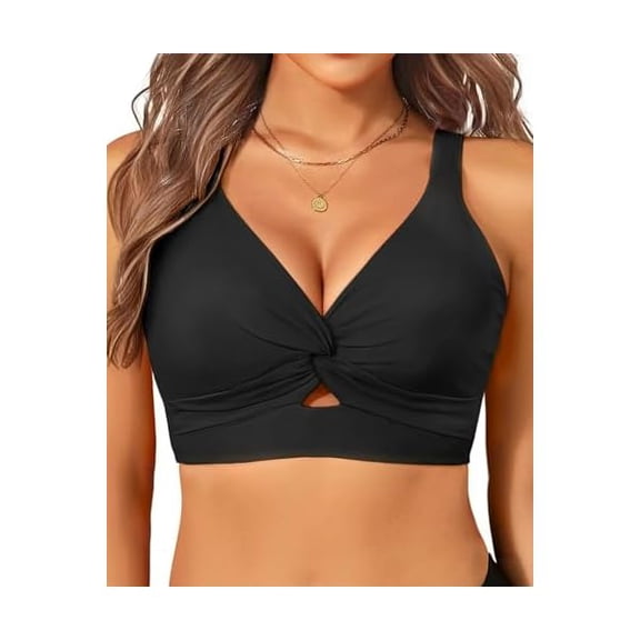 Women's Bikini Top - Supportive Swimsuit for Large Bust - 2025 Cut Out Twist Swim Top
