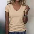 thumbnail image 2 of Womens Short Sleeve T Shirts V Neck Tops Summer Trendy Comfy Casual Basic Tee Shirt,XL, 2 of 4