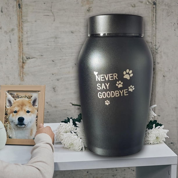 Pet Urn Memorial Ash Holder Recipiente de almacenamiento de acero inoxidable Cachorro Final Reconfortante Lugar de Ligero Urnas de recuerdo chauvin negro Yinane Urna de cremación