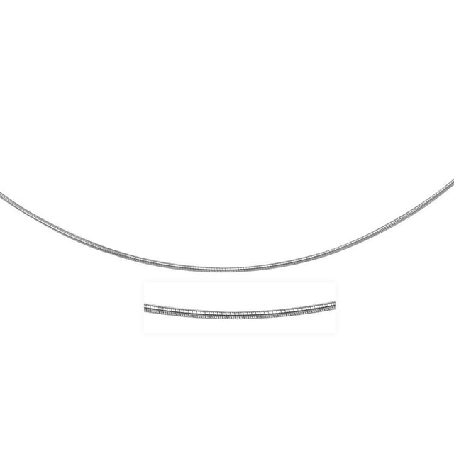 Collier Rond Oméga Mince en Or Blanc 14k à Motif 18 Po