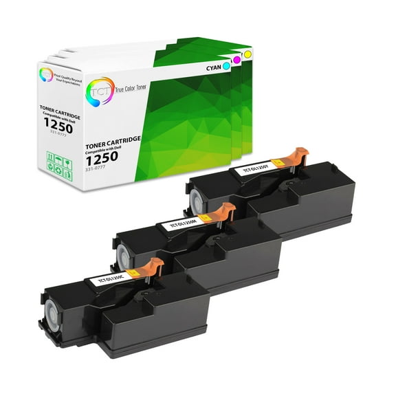 TCT 1250 Color Toner Cartridge 3 Pack - Premium Compatible Replacement for Dell 1350CNW 1355CN C1760NW C1765NF
