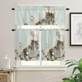 thumbnail image 2 of 3 Piece Watercolor Flower Vintage Kitchen Curtains, Tier and Valance Rod Pocket Window Curtains Set Teal Floral Plant Cafe Curtains for Kitchen Valances Window Treatment 54X18in+27x36in×2, 2 of 5