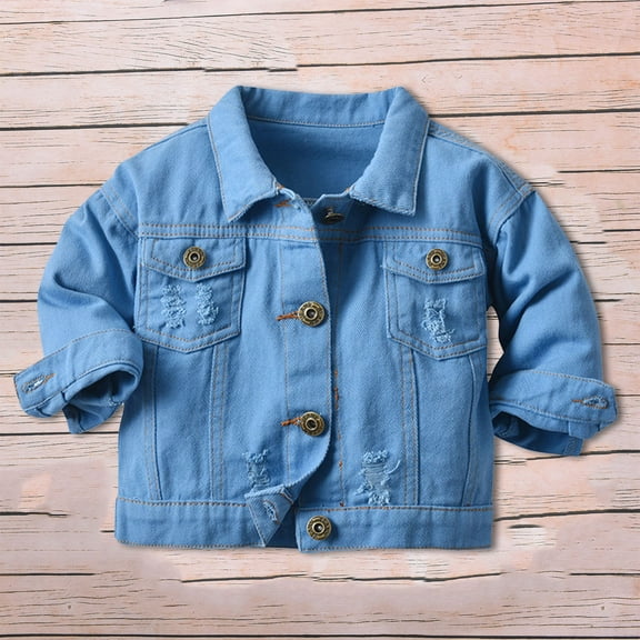 Baby Boys Girls Denim Jacket Kids Toddler Button Down Jeans Jacket Top Coat Outerwear Casual Clothes Girls Clothing