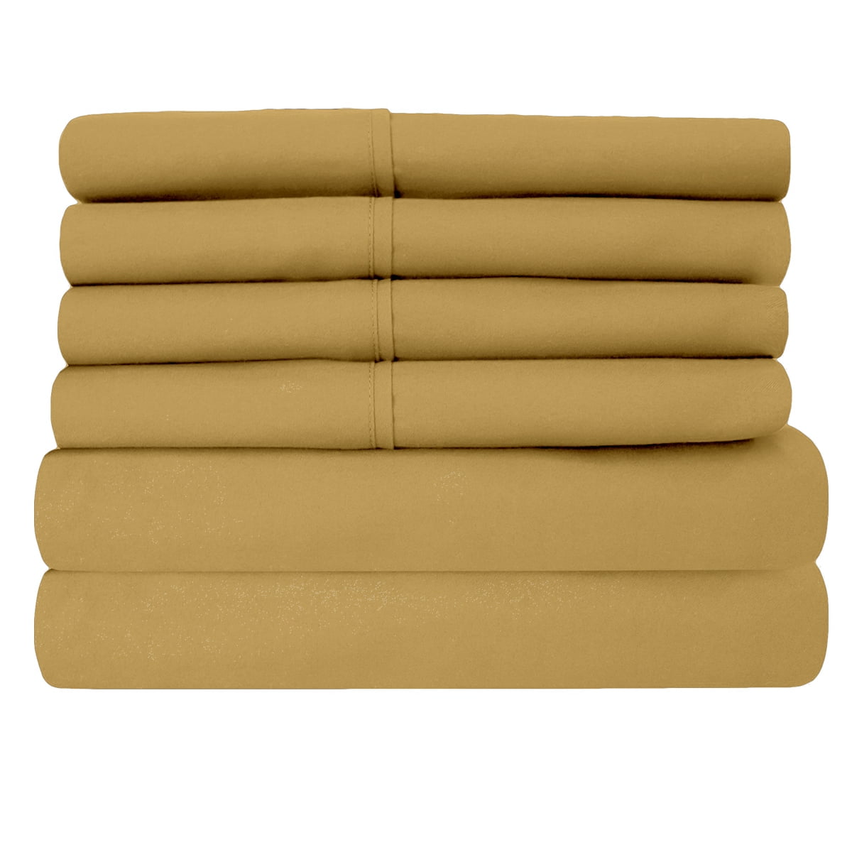 Luxury Home Super-Soft 1600 Series Double-Brushed 6 Pcs Bed Sheets Set (California King, Gold)