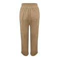 thumbnail image 4 of Womens Capri Pants Fashion Elastic Waist Solid Cotton Linen Casual Pants for Women Coffee, 4 of 5