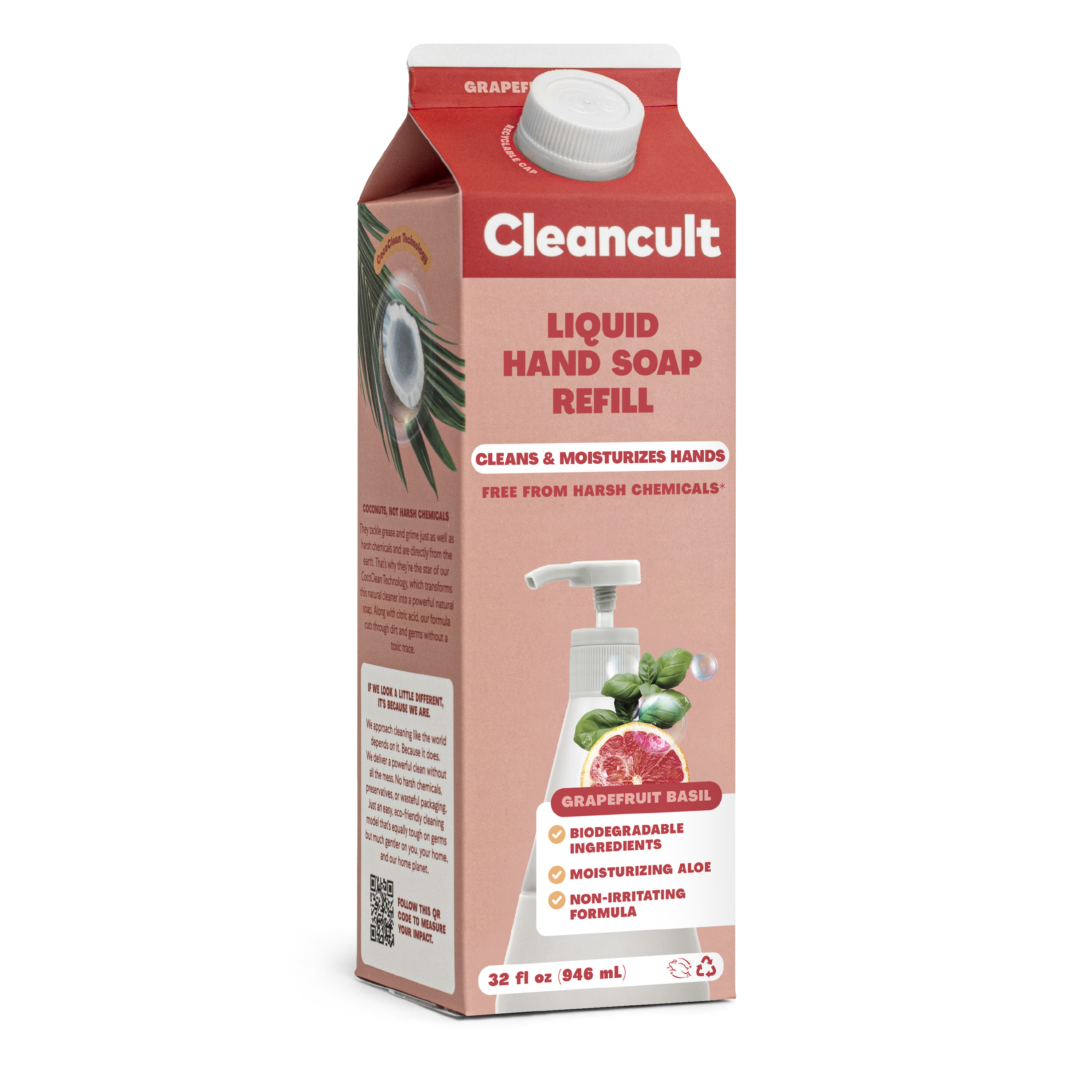 Cleancult Liquid Hand Soap Refill, Grapefruit Basil Scent, 32 oz