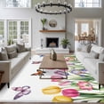 thumbnail image 4 of Area Rug for Living Room, Tulips Spring Floral Non-Slip Indoor Large Carpet for Bedroom/Dining Room, Pastoral Flowers Butterfly Farmhouse Washable Low-Profile Rectangle Floor Runner Rugs - 5 x 7 Ft, 4 of 7