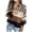 Brown, variant on Women's Round Neck Leopard Print Stitching Long Sleeved Pullover Casual Knitted Sweater Basic Tops,Color Block Sweaters for Women 2023 Fashion
