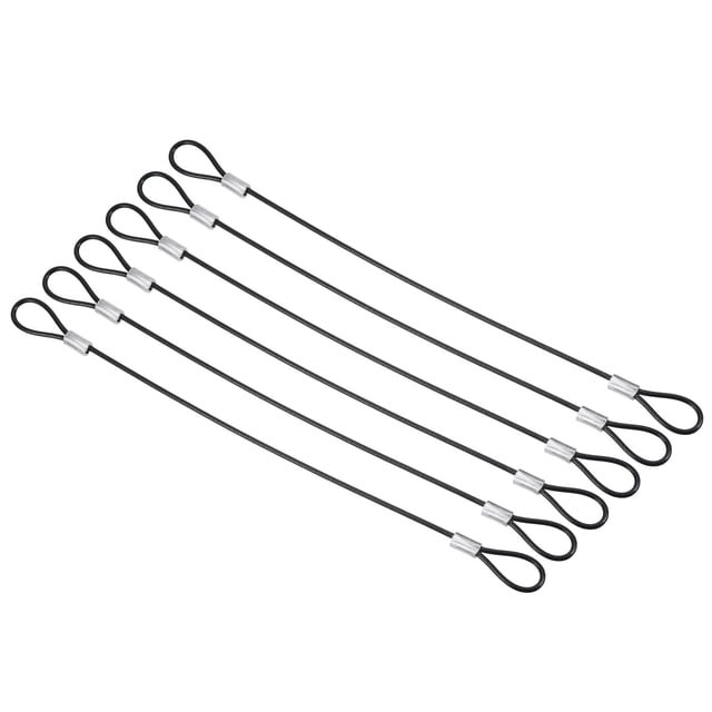 Candado de Seguridad de Cable de Acero Uxcell para Iluminación de Escenario, Cuerdas de Alambre Negras 2mmx0.2m 6Pcs