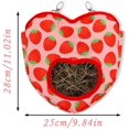 thumbnail image 3 of Bolsa de comedero colgante, bolsa de comedero para animales pequeños, comedero de heno para conejos, comedero de heno para cobayas, para conejo, hámster, chinchilla, cobaya (fresa), 3 of 5