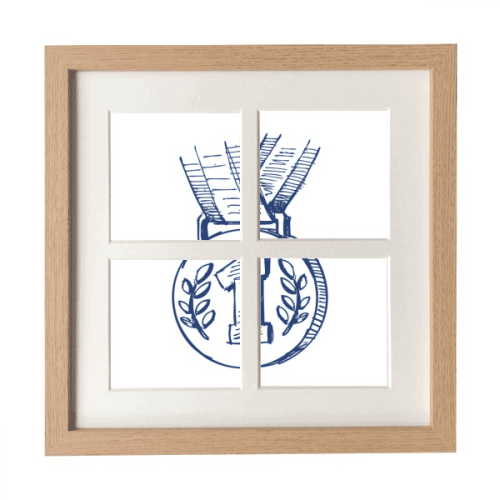Blue Football Championship Medal Frame Wall Tabletop Display 4 Openings