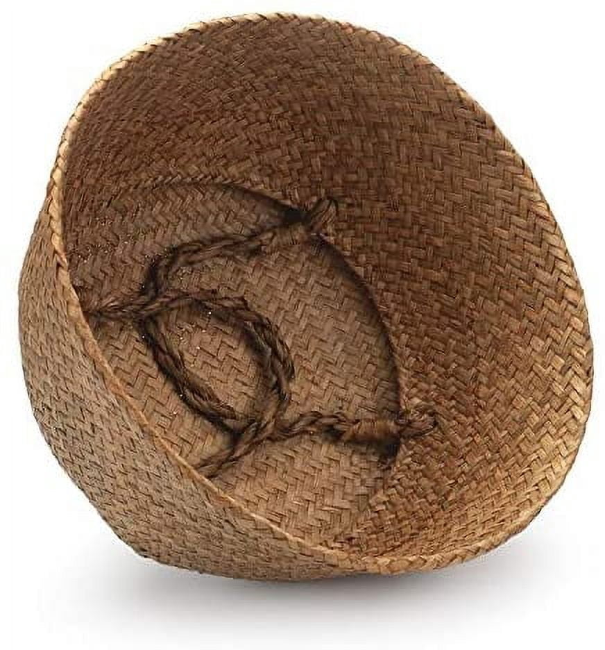 jxfwels 12” x 12” x 10” Round Natural Seagrass Planter with Handles