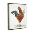 thumbnail image 5 of Stupell Industries Chicken Hen Playing Tennis Athletic Farm Animal Painting Luster Gray Floating Framed Canvas Print Wall Art, Design by Jennifer Redstreake, 5 of 5