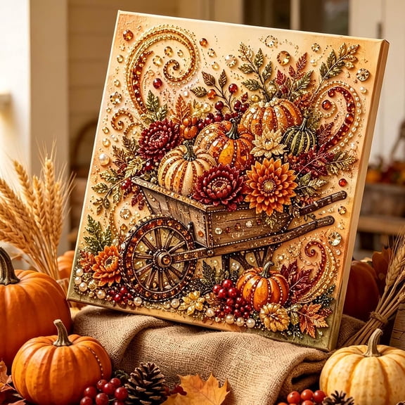 Autumn Pearl Painting Kit - DIY Autumn Harvest Pumpkin Pearl Diamond Art Kit