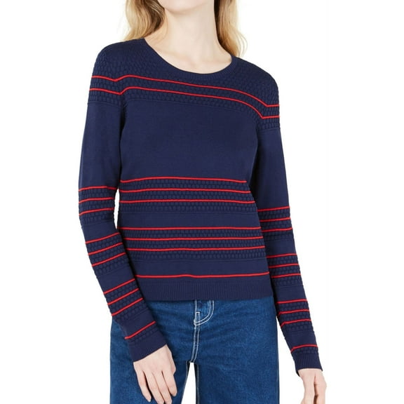 maison Jules Womens Textured Pullover Sweater, Blue, XX-Small