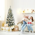 thumbnail image 4 of Patiojoy 6FT Pre-lit Snow Flocked Christmas Pine Tree, Hinged Artificial Xmas Tree W/ 200 Remote-controlled Multi-Color LED Lights, 4 of 10