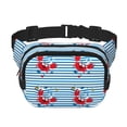 thumbnail image 1 of Balery Red Funny Crab on Blue Stripe Mochila Cinturón para Mujeres y Hombres, Bolsa de Cintura Impermeable de Doble Capa con Correa, 1 of 9