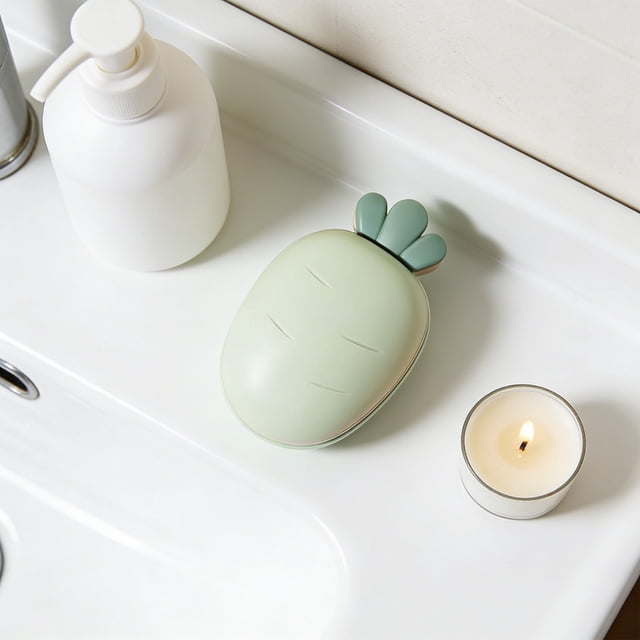Aodebiao Soap Holder for Bathroom Countertop, Open Drainage Soap Box with tled Base, Soap Storage Container for Sink, Soap Dish for Travel, Carrot Shaped Soap Dispenser for Bathroom Decor