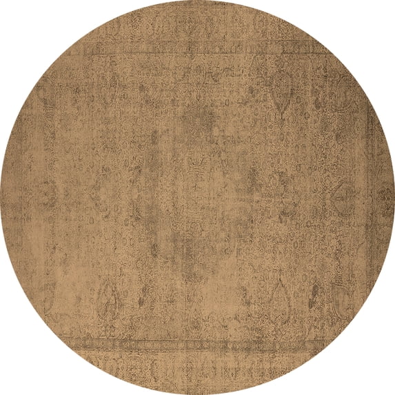Ahgly Company Indoor Round Oriental Brown Industrial Area Rugs, 5' Round