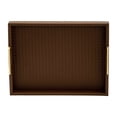 thumbnail image 3 of BenJara Eli 16, 18 Inch Set of 2 Trays, Stitched, Gold Handles, Brown Faux Leather, 3 of 5