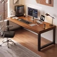 thumbnail image 1 of 47" Heavy Duty Home Office Computer Desk with 40mm Panel Metal Frame Writing Study Work Table PC Laptop Desk Easy Assembly(47in(120cm), Walnut), 1 of 7