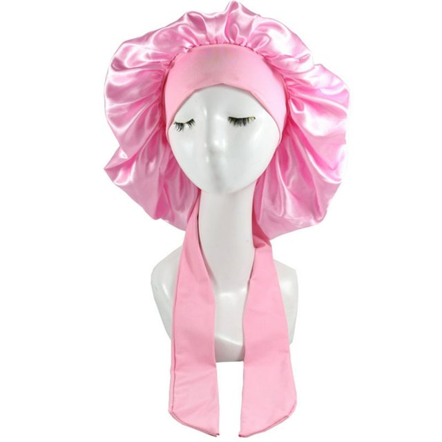 Satin Bonnet Skin-friendly Wear Resistant Imitation Silk Braid Sleeping Bonnet Cap for Home