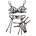 thumbnail image 3 of Sexy Pu Leather Strappy Underwire Garter Belt Lingerie Set, 3 of 6