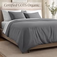 thumbnail image 4 of Bare Home Organic Cotton Duvet Cover Set - 400 Thread Count - Sateen Weave - Queen, Gray, 3-Pieces, 4 of 10