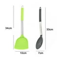 thumbnail image 2 of Paquete de 2 utensilios de cocina de silicona grandes, juego de utensilios de cocina de acero inoxidable sólido y ranurado, resistente al calor, 2 of 5