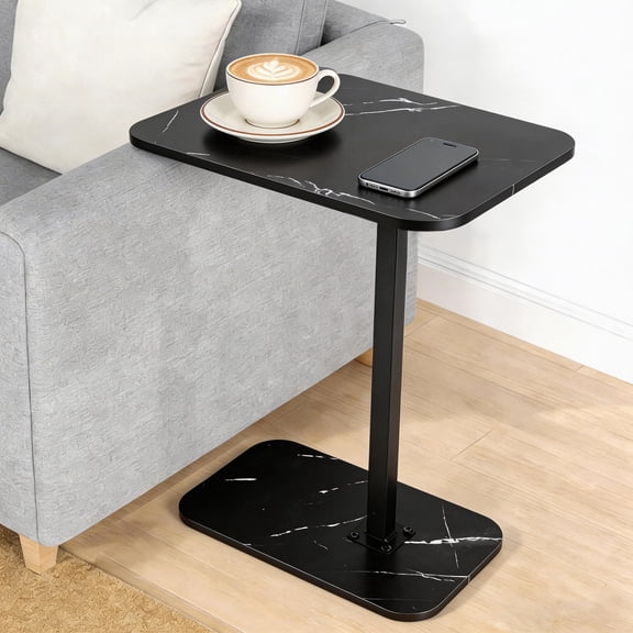 YOYTOO Adjustable Small Side Table End Table Accent Table Tray Table for Living Room Small Spaces, Black