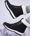 thumbnail image 5 of Xfvqtps Womens Snow Boots Plush Fleece Line Lace Up Solid Color Non Slip Waterproof Climbing Travel Outdoor Mid Calf Boots Winter Warm Plush Thickened Skiing Large Cotton Shoes Black, 5 of 6