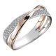 thumbnail image 1 of Anillo de moda Yashi de Dos tonos forma de X para mujer con piedra CZ, 1 of 5