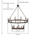 thumbnail image 5 of ACROMA  20-light Modern Farmhouse 40In Round Wagon Wheel Chandelier with UL Oil Rubbed Bronze Weathered, Satin, Antiqued Adjustable, Over 60 Inches, 5 of 5