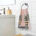 thumbnail image 3 of Yayeee 2 Pack Hand Towels for Bathroom 100% Cotton 16" x 28" Soft Absorbent Kitchen Towel, Stripes Trees, 3 of 7