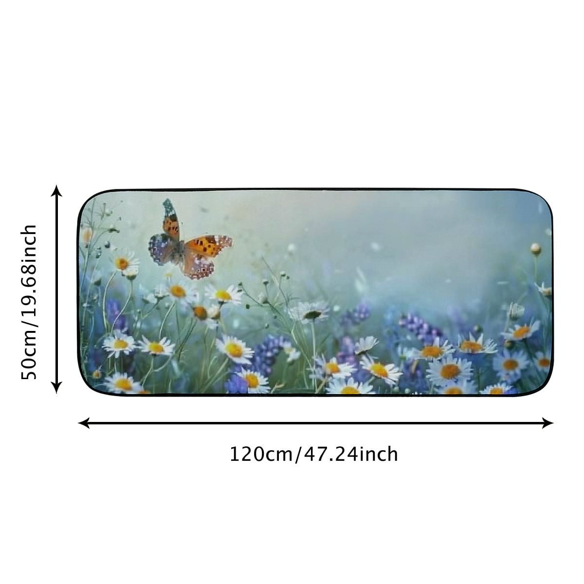 Qinduosi Daisies Door Mat, Butterfly Welcome Doormat Decorative Home Floor Mat,Non Slip Rubber Back and Water Absorption for Outdoor Indoor Entrance Decor 19.68*47.24 in