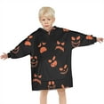 thumbnail image 3 of Spooky Pumpkin Faces Halloween Pattern Blanket Hoodies for Kids 6-13YR Oversize Wearable Blanket Hoodies for Boys Girls Teens, 3 of 7