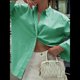 thumbnail image 5 of Camisas de Mujer con Botones, Blusas de Rayas de Larga, Blusas Casuales de Moda 2025 Verde Oscuro XL, 5 of 7