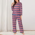 thumbnail image 2 of Yiaed USA Colors Stripes Print Pajamas Women's Long Sleeve Sleepwear Soft Button Down Loungewear Pjs Lounge Set Nightwear Womens Pajama Pants-, 2 of 7