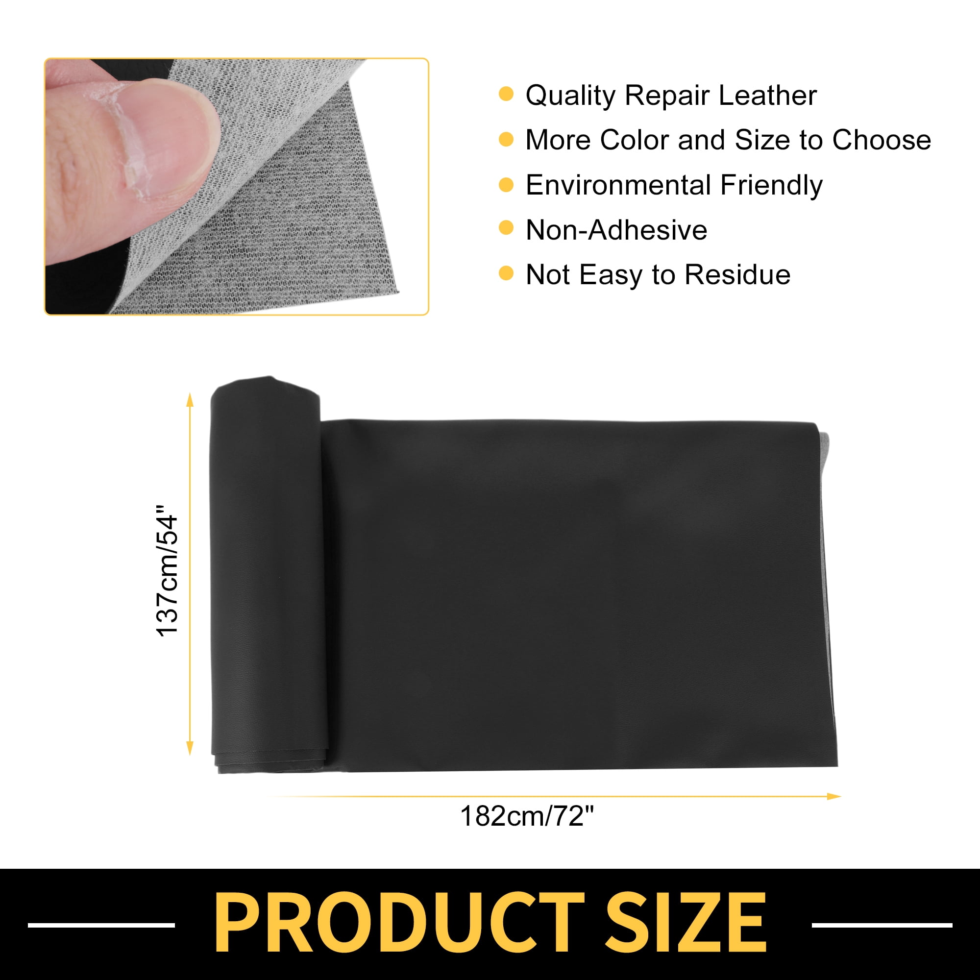 Unique Bargains Leather Fabric Upholstery Leather Repair Patch 182x137cm for Automotive Car Boat Seat Sofa Couches Chair Interior Trim DIY Black 1 Pcs