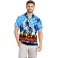 thumbnail image 7 of HAPPY BAY Men's Hawaiian Shirts Short Sleeve Button Down Shirt Mens Summer Shirts Casual Beach Vacation Hawaii Island Shirts for Men Funny 3XL Island View, Blue, 7 of 7