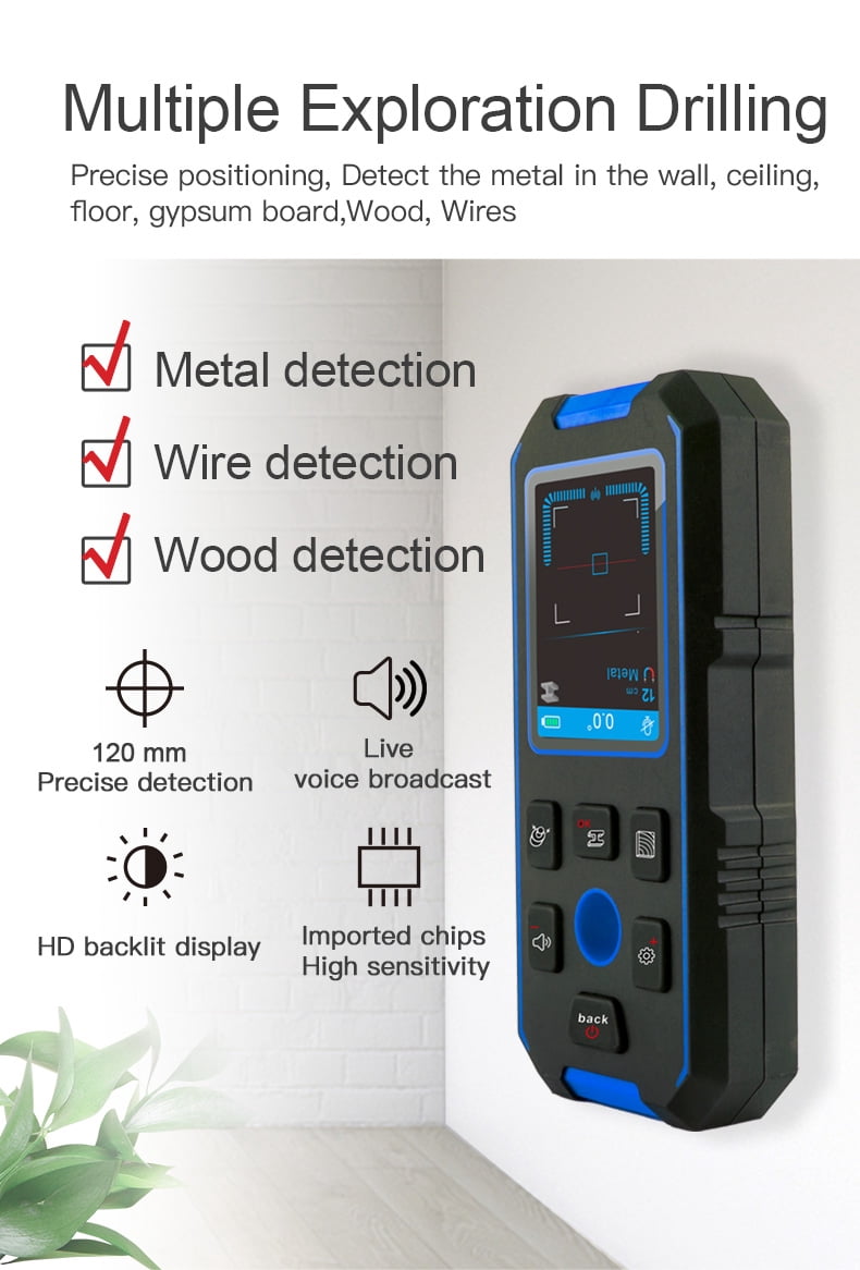 NOYAFA NF-518 Wall Detector, Multifunctional Metal Wood AC Live Wire Scanner, 120mm Depth, Voice Broadcast
