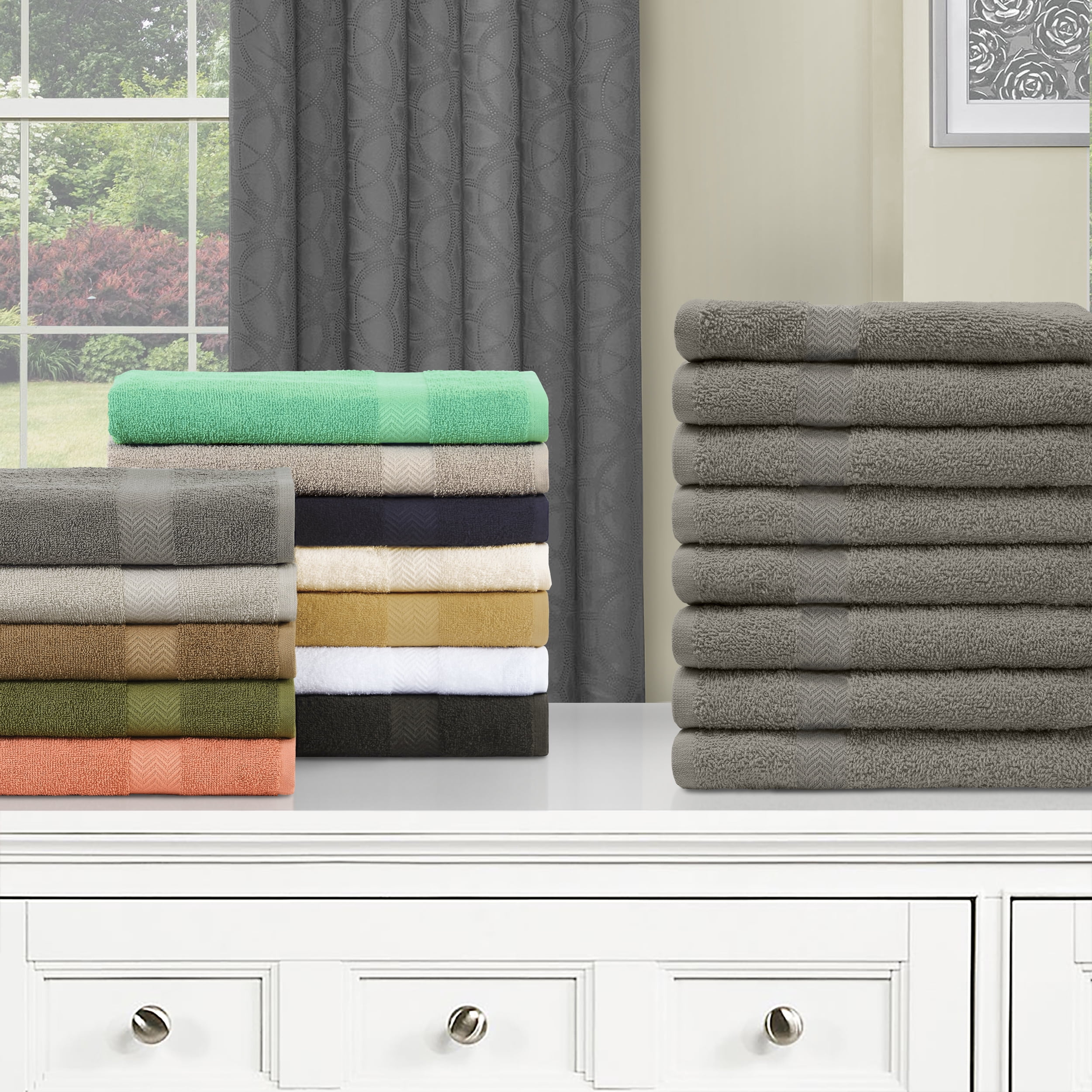 Eco-Friendly Cotton 8-Piece Hand Towel Set, Charcoal by Blue Nile Mills