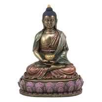 Ebros Eastern Enlightenment Meditating Buddha Shakyamuni On Lotus Throne Altar Statue 6" Tall Tibetan Buddhism Amitabha Figurine