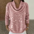 thumbnail image 1 of Cowl Neck Sweater Knit Fall Winter Clothes Lightweight Sweaters Basic Knit Pullover Tops Sparkly Sweaters Lightweight Pullover Sweaters for Women Lightweight Pullover Sweaters for Women Pink S, 1 of 9