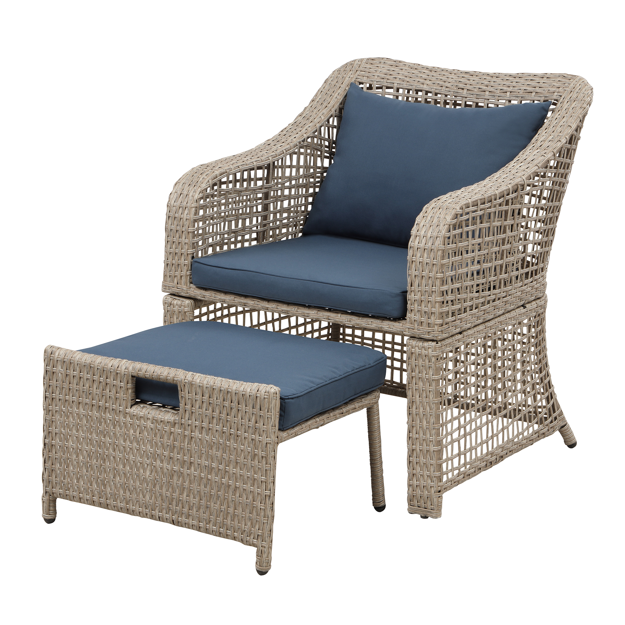 Patio Conversation Set, 5 Piece Outdoor Patio Furniture Sets with 2 Cushioned Chairs, 2 Ottoman, Glass Table, PE Wicker Rattan Outdoor Lounge Chair Chat Bistro Set for Backyard, Porch, Garden, LLL325 - image 5 of 9
