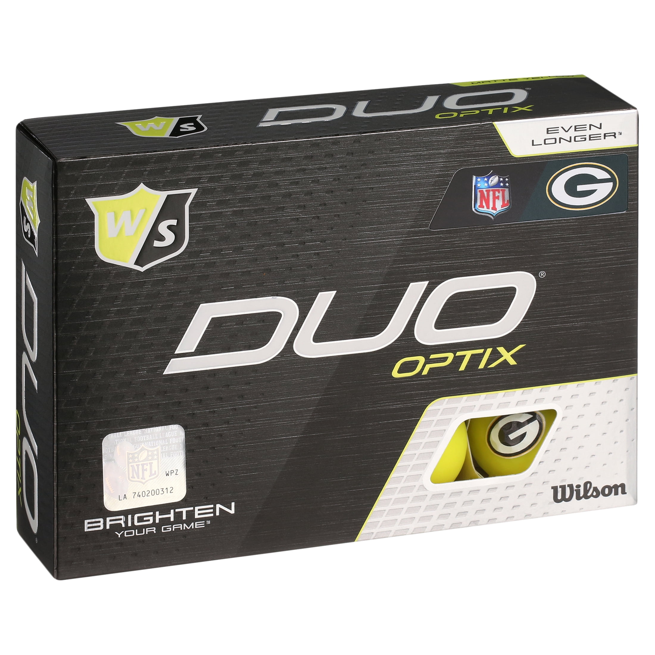Wilson Staff Duo Optix NFL Golf Balls Yellow, Green Bay Packers, 12 Pack