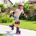 thumbnail image 2 of Gymax Patins à Roulettes pour Enfants 4 Tailles Réglables Patins Quad avec Roues Lumineuses pour 7-9 Ans Rose, 2 of 9